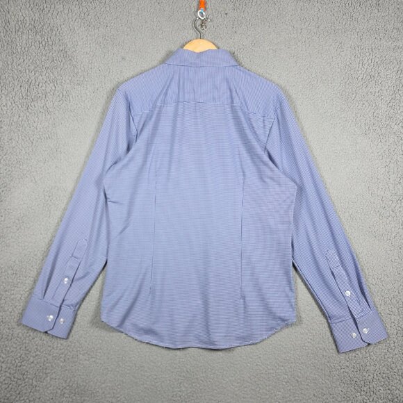 Magaschoni Shirt Mens Size Medium Blue Gingham Soft Long Sleeve Office Reg Fit - Picture 5 of 13
